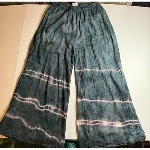 Oh My Gauze! Gray tie dye wide leg Beach Boho Pants Size 1 S/M